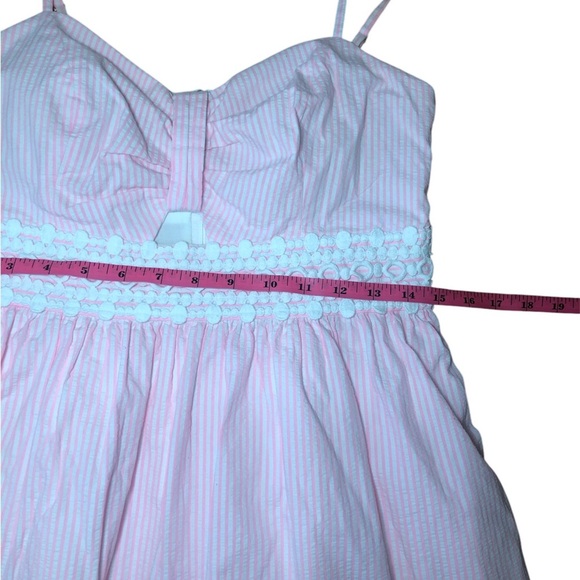 Lilly Pulitzer Kaitlyn Striped Seersucker pink and white sundress size 4 - Picture 13 of 13